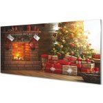 Obraz na skle Krb Vánoční dárky 100x50 cm – Hledejceny.cz