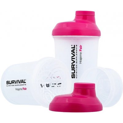 Survival Šejkr transparentní se zásobníkem růžový 300 ml růžová – Zboží Mobilmania