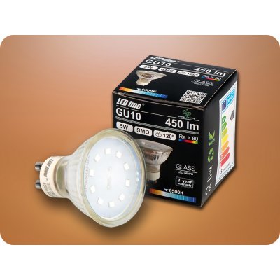 LED line LED žárovka GU10 se stříbrným okrajem, 5W, 120° [241987] Studená bílá – Hledejceny.cz