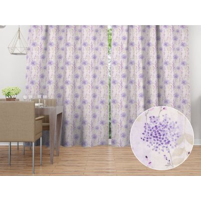 Biante Dekorační závěs PML-069 Fialové květy na bílém 145x150 cm – Hledejceny.cz