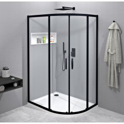 SIGMA SIMPLY BLACK čtvrtkruhová sprchová zástěna 1200x900 mm, R550, L/R, čiré sklo