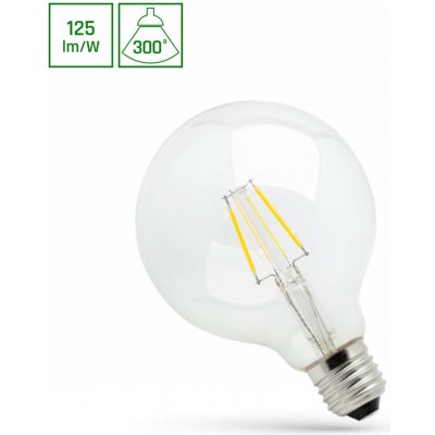 Spectrum LED filament žárovka G125 E27 8W 1000 lm 2700K – Hledejceny.cz