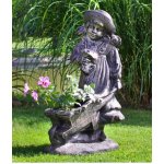 Roto květináč DĚVČÁTKO s trakařem bronzově hnědá /325 x 340 x 880 – Zboží Dáma