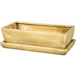 Ceramicus Truhlík keramický KAKTUS TEAK 28 cm s podmiskou matný světle hnědý – Hledejceny.cz