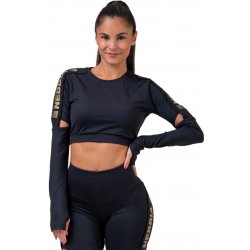 Nebbia Honey Bunny crop top s dlouhým rukávem 821 black