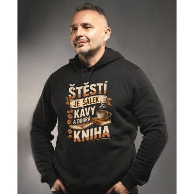 Štěstí je šálek kávy a dobrá kniha mikina ORIGO – Zboží Mobilmania