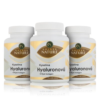 Golden Nature Kys. Hyaluronová + Rybí kolagen + C 300 kapslí – Hledejceny.cz