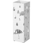 Songmics Kovový stojan na deštníky, odkapávací miska a 4 háčky, bílý LUC49W – Zboží Mobilmania