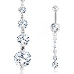 Šperky eshop piercing do bříška ocel svislá linie pěti čirých zirkonů SP24.04 – Zboží Mobilmania