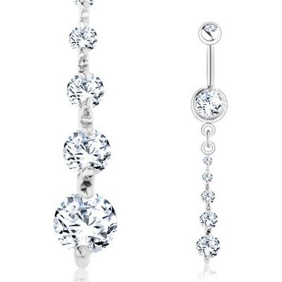 Šperky eshop piercing do bříška ocel svislá linie pěti čirých zirkonů SP24.04 – Zboží Mobilmania