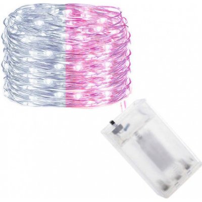 SPRINGOS LED řetěz Nano Duo 10 m 100 LED 3x AA bílá růžová CL0025 – Hledejceny.cz