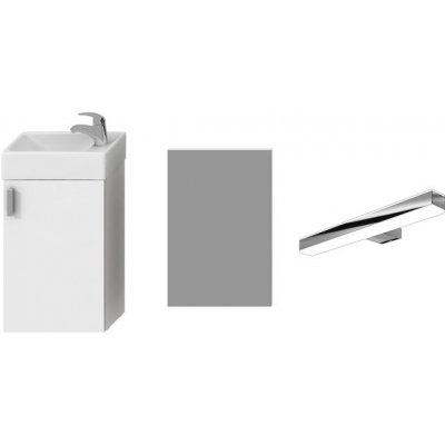 JIKA Petit - skříňka, 1 dveře levé/pravé, vč. umyvadla, zrcadla s osvětlením, pack 1+3 (H453514) Barva: Bílá – Zboží Mobilmania