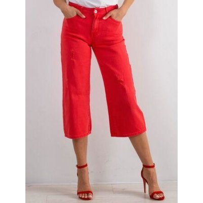 Fashionhunters Roztrhané červené džíny
