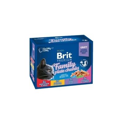 Brit Premium Cat Family Platé kuře hovězí losos krůta 12 x 100 g – Hledejceny.cz