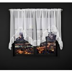 Dekorační krátká záclona s ozdobným volánem se zirkony s řasící páskou FLORENCE bílá/modrá 400x150 cm MyBestHome – Zboží Mobilmania