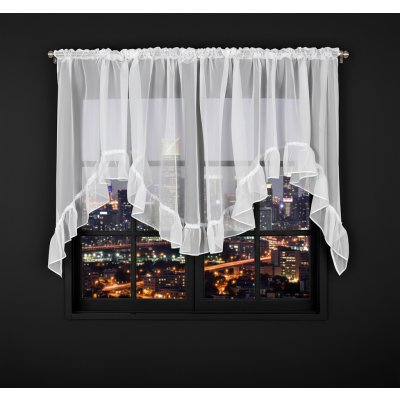 Dekorační krátká záclona s ozdobným volánem se zirkony s řasící páskou FLORENCE bílá/modrá 400x150 cm MyBestHome – Zboží Mobilmania