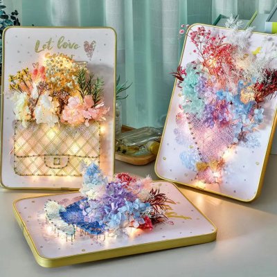 RealG RC-K-1141 Kreativní sada na String Art LED obraz v rámu 21 x 30 cm kabelka s květinami – Hledejceny.cz