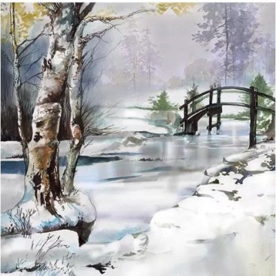 Ubrousek 33x33cm Zimní krajinka – HobbyKompas.cz