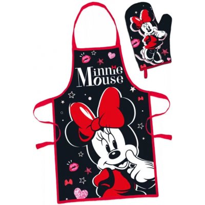 Euroswan Dámská zástěra Minnie set s rukavicí červenočerná – Hledejceny.cz