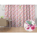 Biante Bavlněný závěs Sandra SA-493 Kolibříci s růžovými květy na bílém 150x200 cm – Hledejceny.cz
