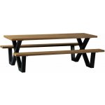 WOOOD Tablo Zahradní jídelní stůl s lavicemi 206 x 145 cm - přírodní/černá – Hledejceny.cz