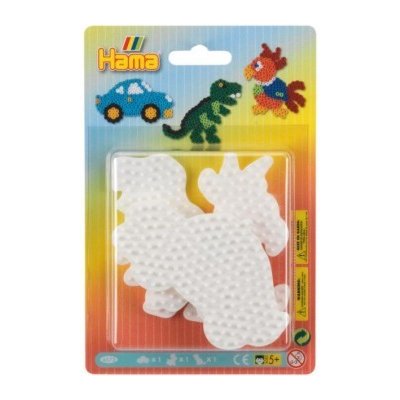 Lowlands Podložka na zažehlovací korálky Hama MIDI auto,papoušek,dinosaurus plast 3ks na kartě 12x18x3cm