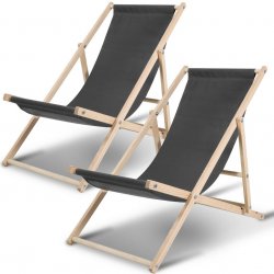 SWANEW Deckchair Beach Deckchair Relax Lounger Self-assembly Šedá 2 ks
