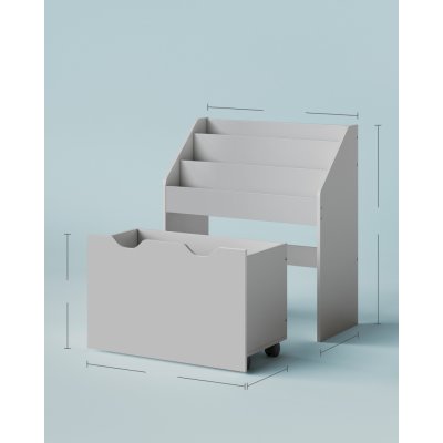 SONGMICS Dětský regál na knihy, regál na hračky, se 3 policemi a kolečky, holubičí šeď – Sleviste.cz