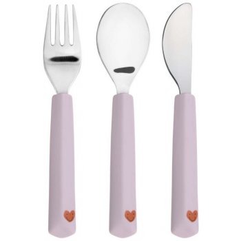 Lässig Cutlery with Silicone Handle Happy Rascals Heart lavender 3 ks