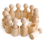 Montessori Ulanik dřevěná hračka "Peg Dolls in Cups" – Sleviste.cz