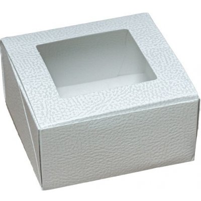 Krabice na cukroví s průhledem 100x100,v.60mm (kůže bílá) 1 ks/krabička – Zboží Mobilmania