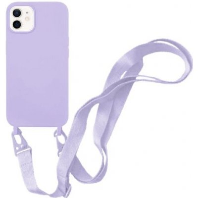 Pouzdro Appleking silikonové s nastavitelným popruhem iPhone 12 / 12 Pro - fialové