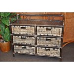 Ratanová komoda 6 zásuvek hnědá – Zboží Mobilmania