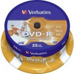 Verbatim DVD-R 4,7GB 16x, AZO, printable, spindle, 25ks (43538) – Zboží Mobilmania