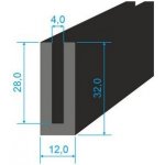 05381019 Pryžový profil tvaru "U", 32x12/4mm, 60°Sh, NBR, -40°C/+70°C, černý | Zboží Auto