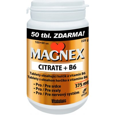 Magnex Citrate 375mg + B6 150 tablet – Hledejceny.cz