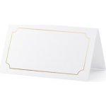 PartyDeco Svatební jmenovka bílá se zlatým metalickým rámečkem 10 ks – Zboží Dáma