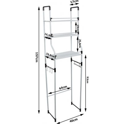 Verk 27358 Úložný regál se 3 policemi nad pračku 157 x 46 x 17 cm, bílý – Zboží Dáma