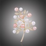 Éternelle brož se sladkovodními perlami a zirkony Armonie B2195 zlatá – Zboží Dáma