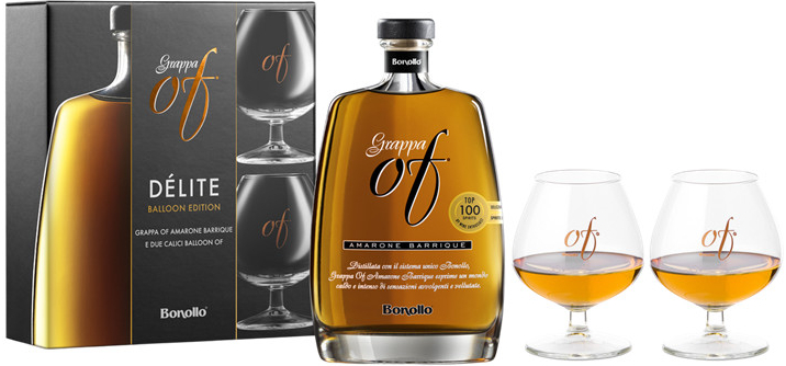 Grappa oF Amarone barrique 40% 0,35 l (dárkové balení 2 x sklenička)