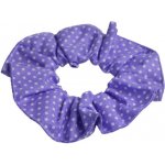Látková scrunchie gumička do vlasů fialová s bílým puntíkem – Zboží Dáma