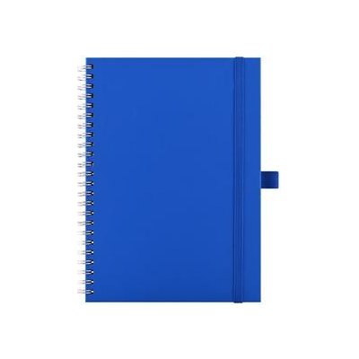 Notes koženkový SIMPLY A5 linkovaný modrá/stříbrná spirála
