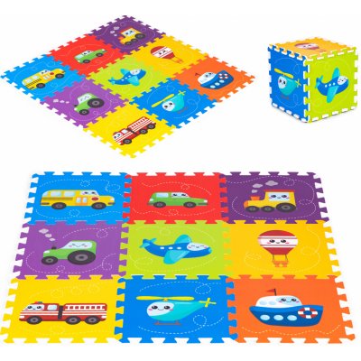 Iplay Pěnová podložka pro děti puzzle vozidla 9 prvků 86x86cm – Zboží Dáma