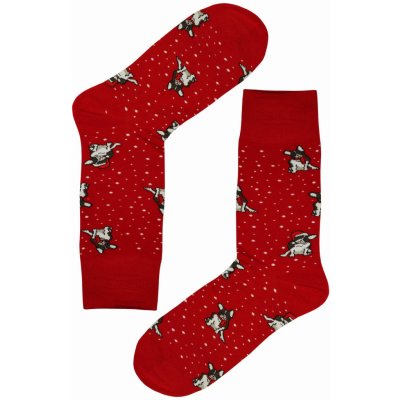 Pánské vánoční ponožky s veselými pejsky červená – Zboží Mobilmania