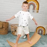 Joybex Dřevěná balanční deska pro děti 88 x 33 x 24 cm hnědá – Zbozi.Blesk.cz