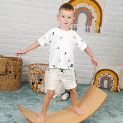 Joybex Dřevěná balanční deska pro děti 88 x 33 x 24 cm hnědá – Zbozi.Blesk.cz