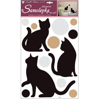 Anděl 10229 samolepicí dekorace kočky a kolečka s glitry 49x30 cm – Sleviste.cz