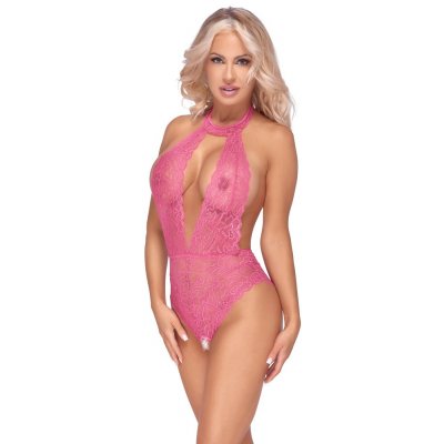 Cottelli Crotchless Lace Body 2643537 Pink – Zboží Mobilmania