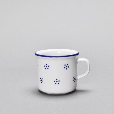 G.Benedikt 1882 Karlovy Vary hrnek Retro porcelánový plecháček na espresso Valbella modrá D9417 80 ml