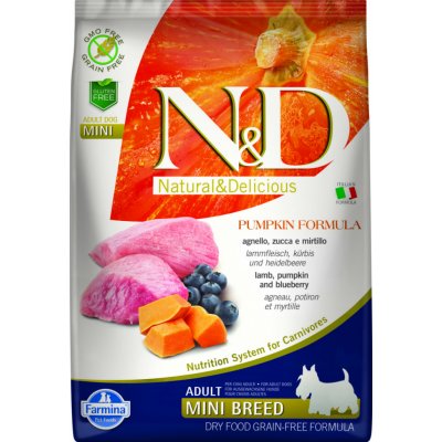 N&D Pumpkin Dog Adult Mini Grain Free Lamb & Blueberry 0,8 kg
